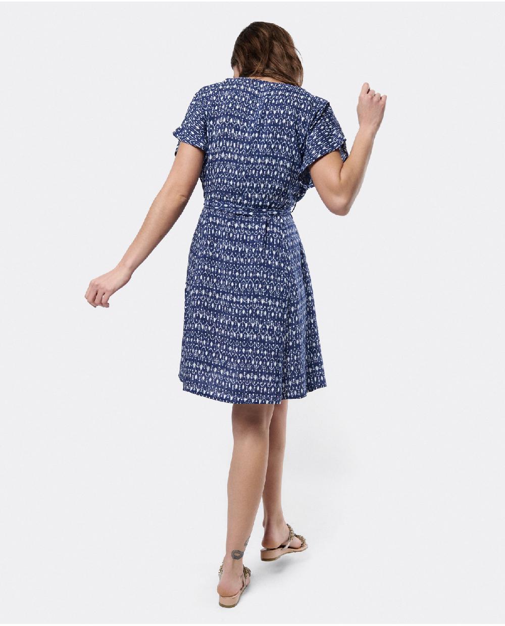 Cuplé VESTIDO MINI ANUDADO VISCOSA GEOMETRICO AZUL