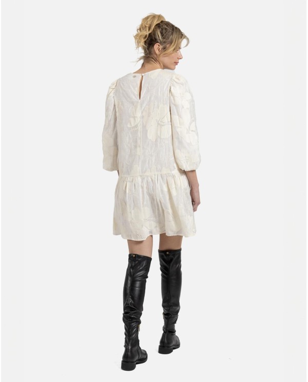 Cuplé VESTIDO MINI MANGAS VOLUMEN JACQUARD BEIG