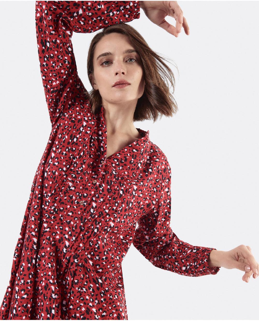 Cuplé VESTIDO TEXTIL LEOPARDO ROJO