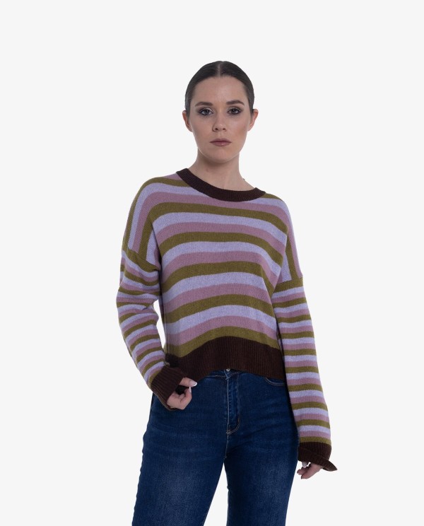 Cuplé JERSEY DE PUNTO MULTICOLOR CON RAYAS Y CORTE RELAJADO
