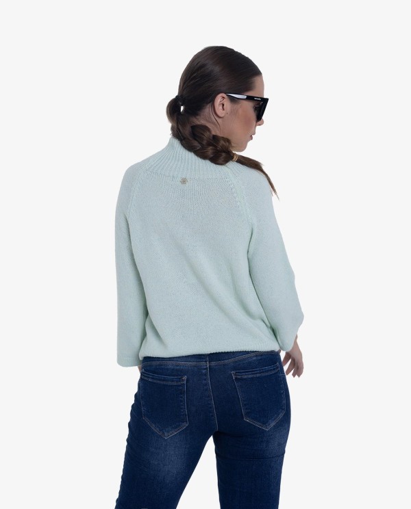 Cuplé JERSEY DE PUNTO VERDE CON CUELLO ALTO Y MANGAS TRES CUARTOS