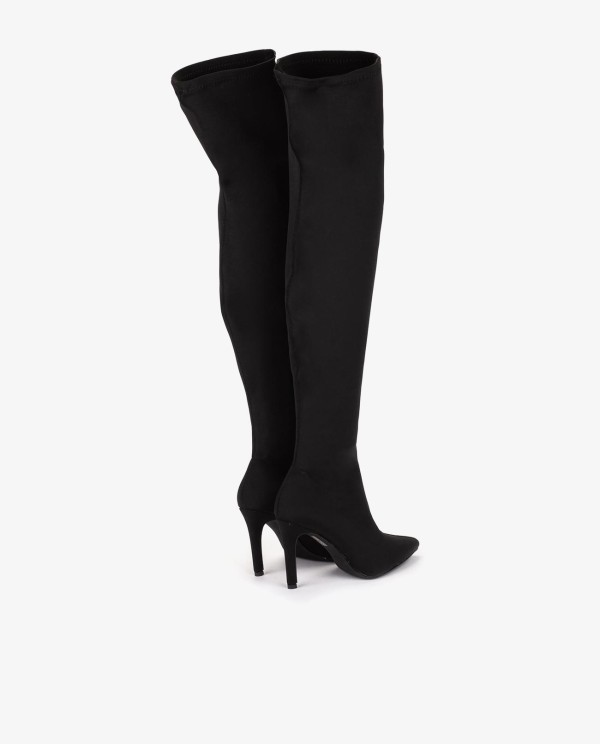 Cuplé MAXI BOTA NEGRA DE LICRA STRETCH CON TACÓN DE AGUJA