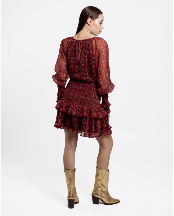 Cuplé MINI VESTIDO DRAPEADO CINTURA GASA ESTAMPADO FLORE