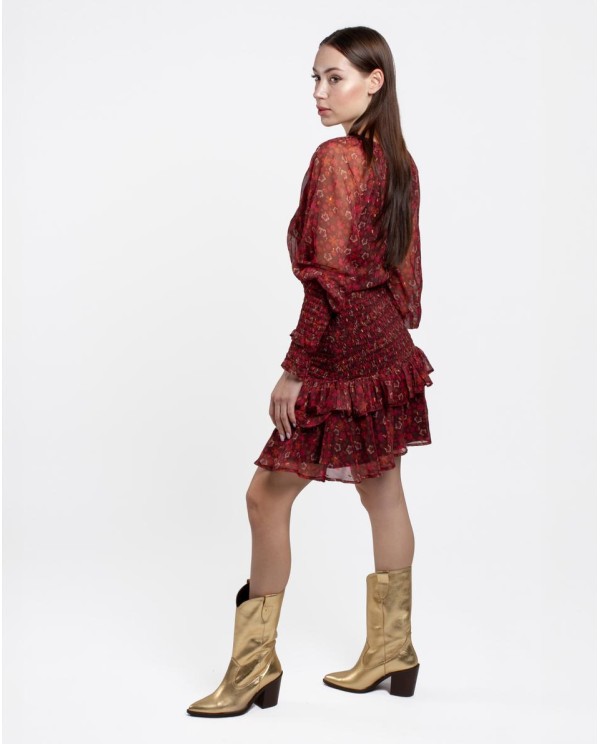 Cuplé MINI VESTIDO DRAPEADO CINTURA GASA ESTAMPADO FLORE