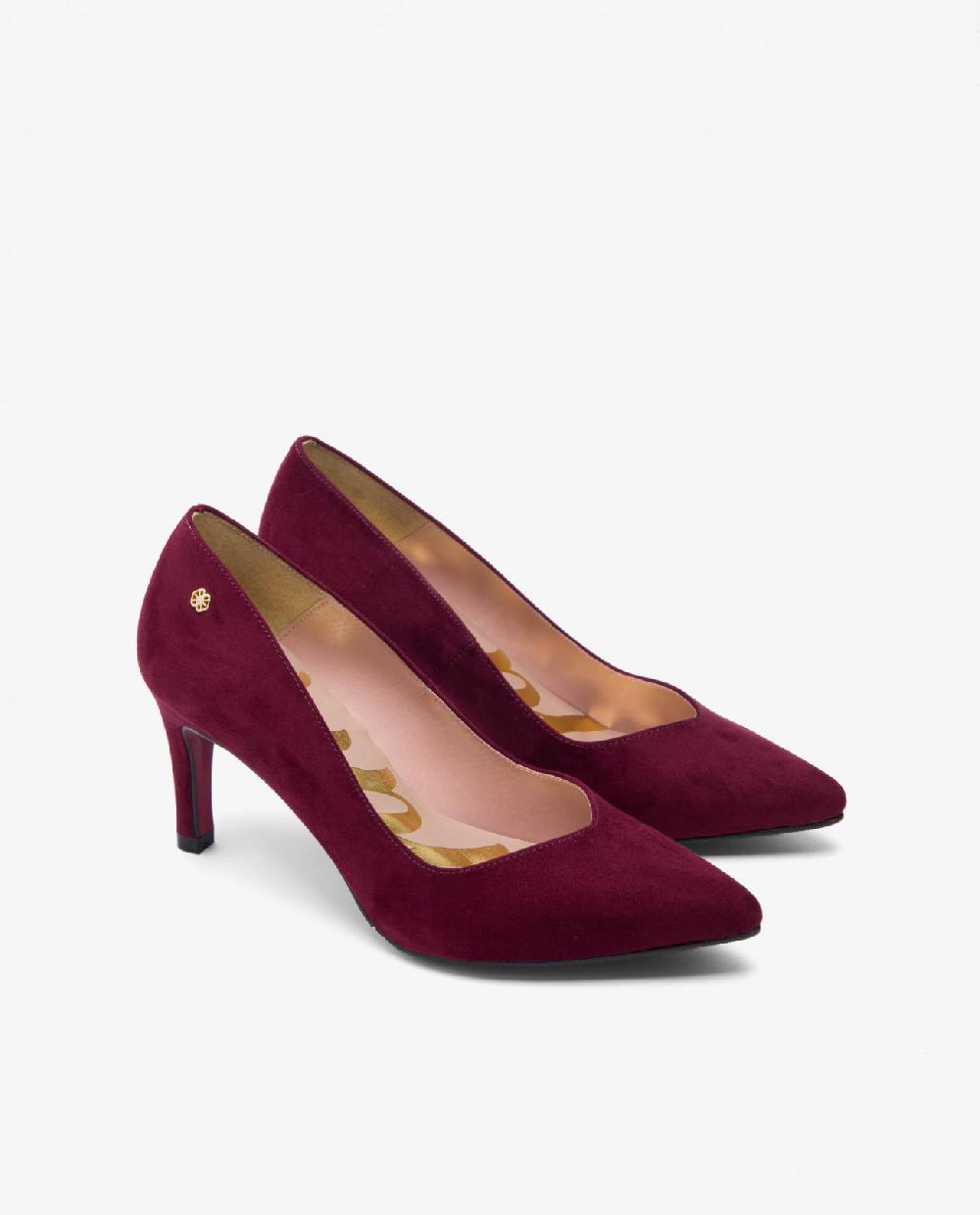 Cuplé SALÓN BURDEOS DE ULTRASUEDE CON PUNTA FINA Y TACÓN MEDIO