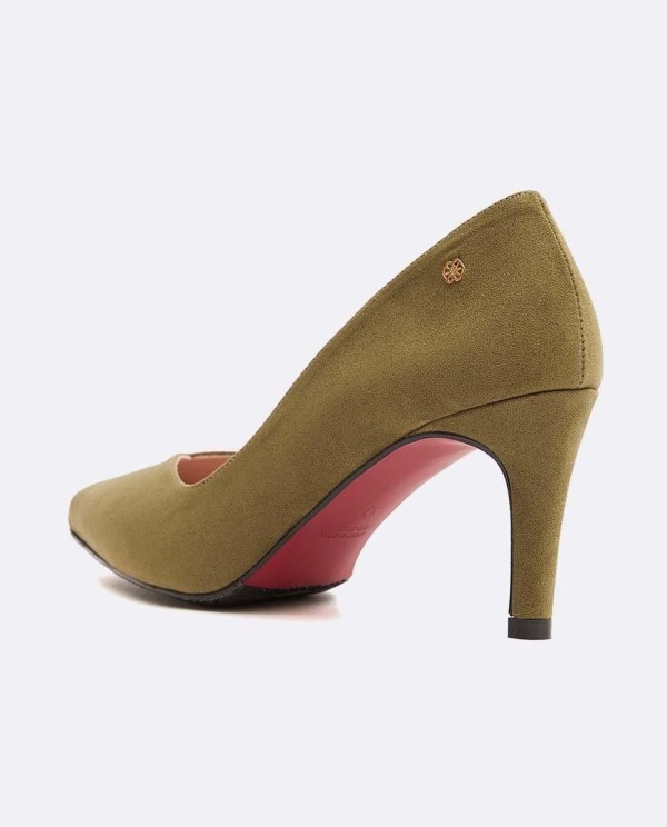 Cuplé SALÓN KAKI DE ULTRASUEDE CON PUNTA FINA Y TACÓN MEDIO