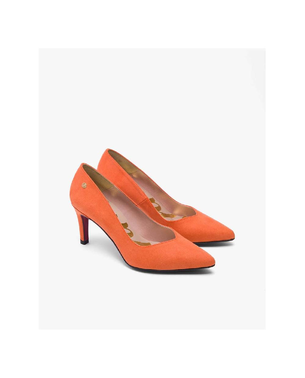 Cuplé SALÓN NARANJA DE ULTRASUEDE CON PUNTA FINA Y TACÓN MEDIO