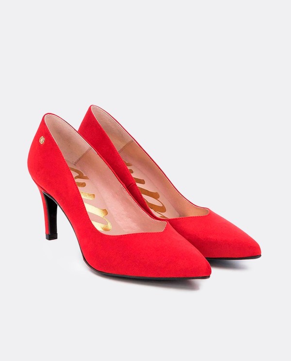Cuplé SALÓN ROJO DE ULTRASUEDE CON PUNTA FINA Y TACÓN MEDIO