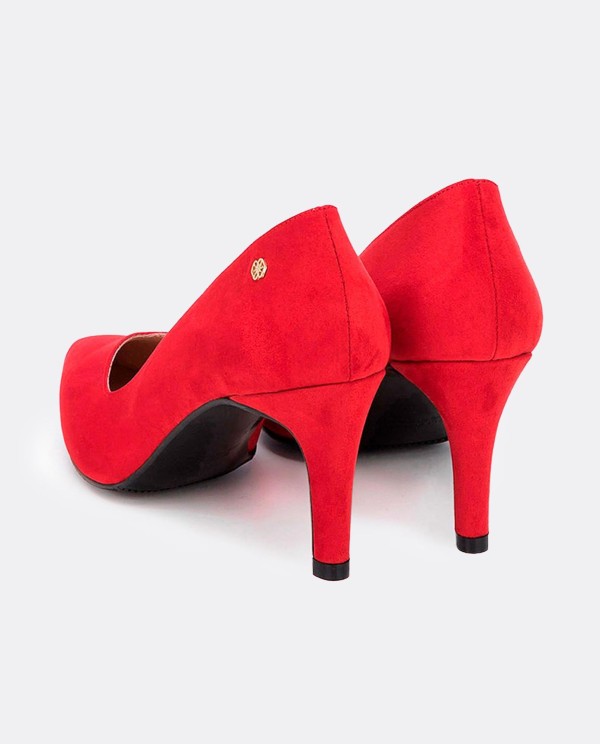 Cuplé SALÓN ROJO DE ULTRASUEDE CON PUNTA FINA Y TACÓN MEDIO