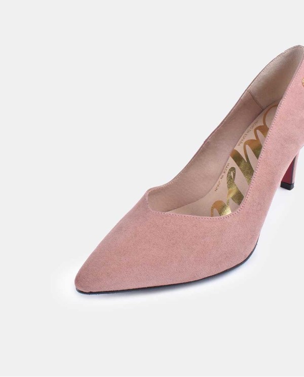 Cuplé SALÓN ROSA PALO DE ULTRASUEDE CON PUNTA FINA Y TACÓN MEDIO
