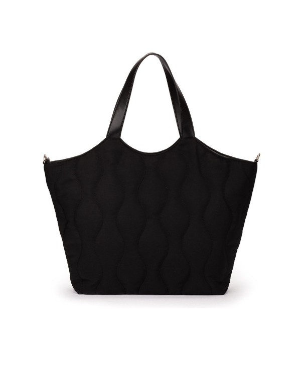 Cuplé SHOPPER ACOLCHADO DE NYLON NEGRO CON LOGO DORADO Y CORREA AJUSTABLE