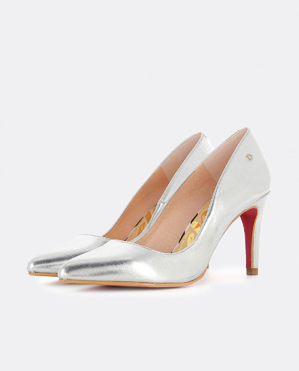 Cuplé STILETTO PLATA METALIZADO DE NAPA CON TACÓN ALTO
