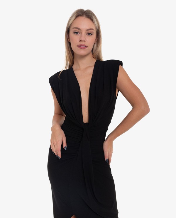 Cuplé VESTIDO AJUSTADO CON ESCOTE Y NUDO COLOR NEGRO
