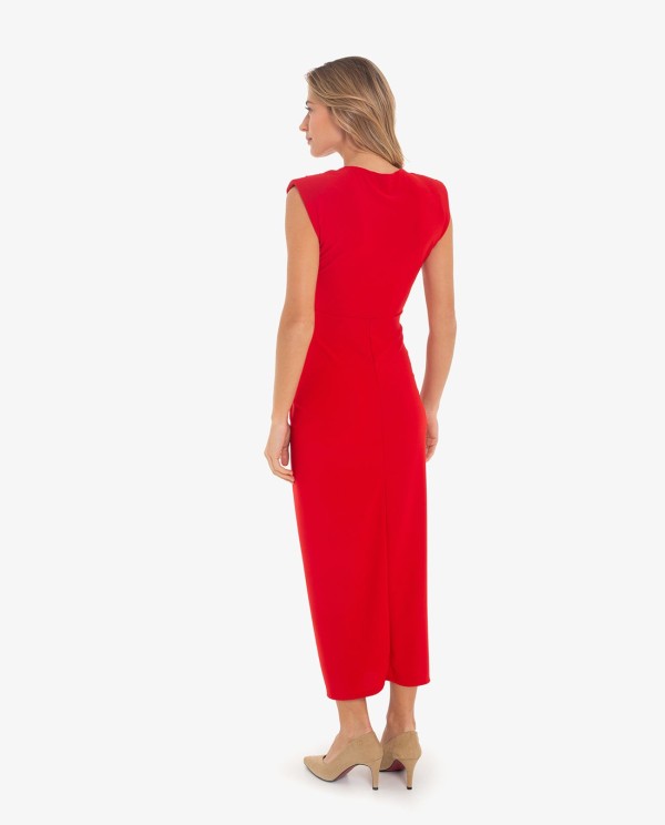 Cuplé VESTIDO AJUSTADO CON ESCOTE Y NUDO COLOR ROJO