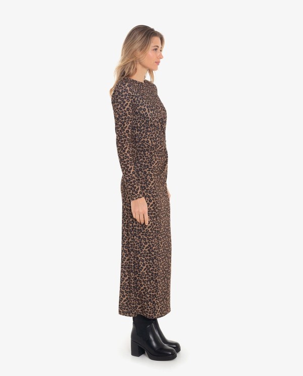 Cuplé VESTIDO DE PUNTO CON FRUNCE Y ESTAMPADO LEOPARDO