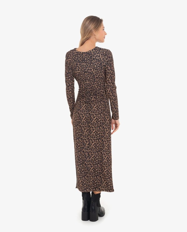 Cuplé VESTIDO DE PUNTO CON FRUNCE Y ESTAMPADO LEOPARDO