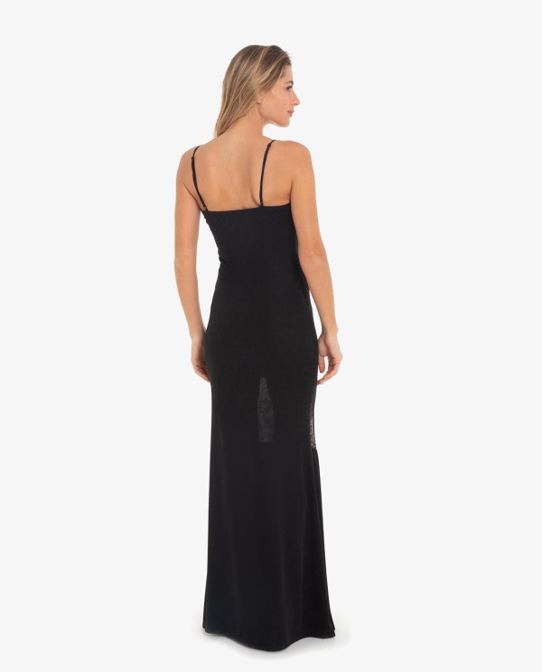 Cuplé VESTIDO LARGO CON ENCAJE Y TRANSPARENCIAS NEGRO