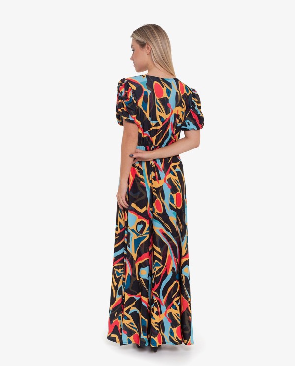 Cuplé VESTIDO LARGO ESTAMPADO ARTIST MANGAS ABULLONADAS
