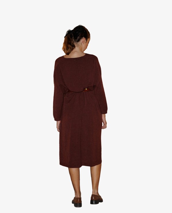 Cuplé VESTIDO MAXI DE PUNTO EN BURDEOS CON ESCOTE EN V