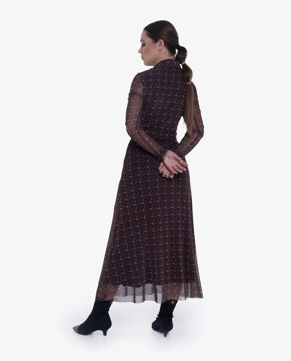 Cuplé VESTIDO MIDI DE TUL ESTAMPADO FLORAL CON CUELLO POLO