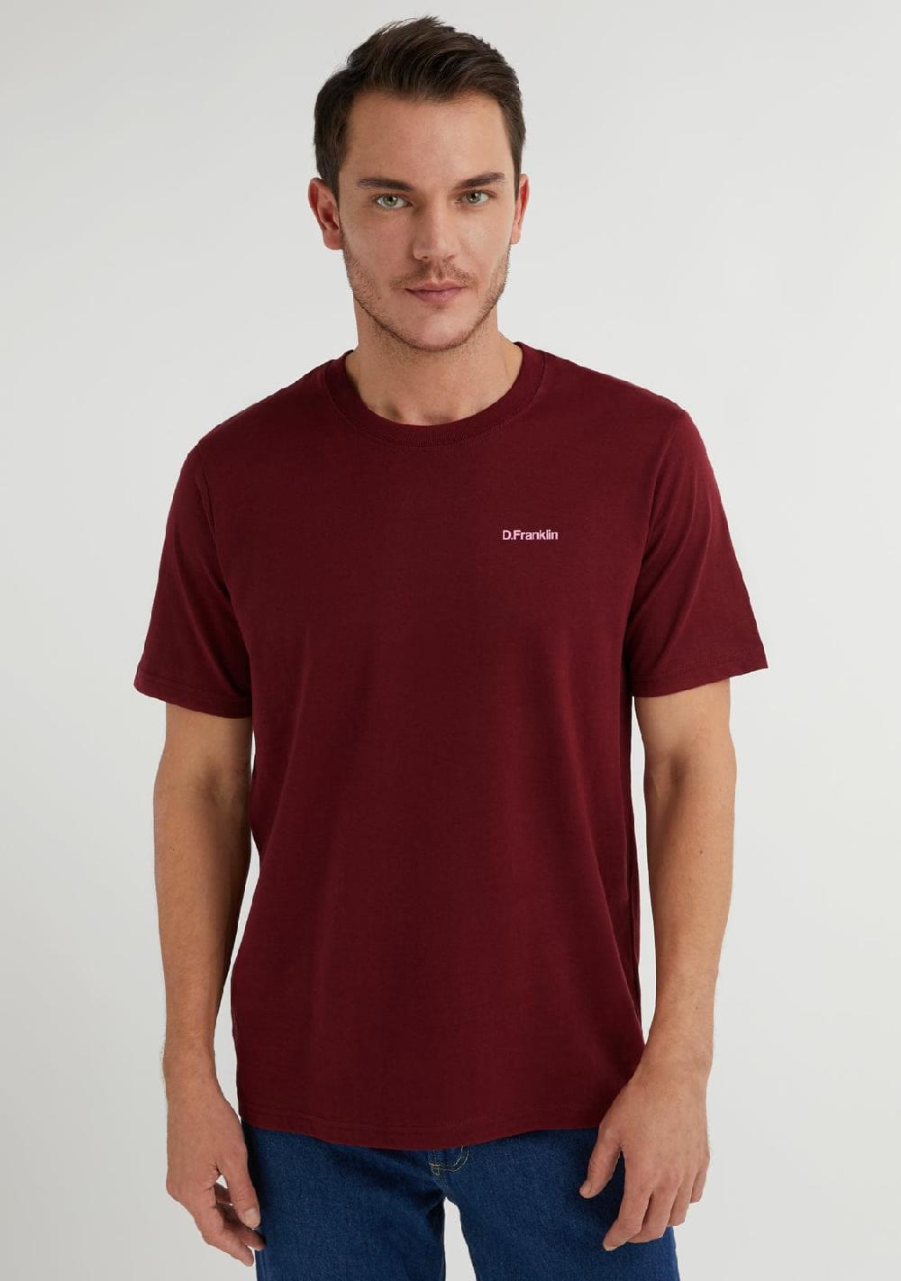 D.franklin Basic Logo T-Shirt Burgundy / Pink
