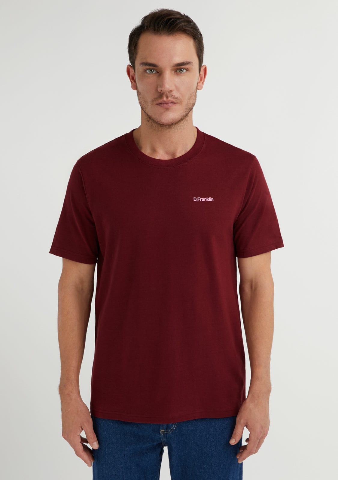 D.franklin Basic Logo T-Shirt Burgundy / Pink