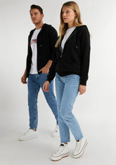 D.franklin Embroidery Logo Zip Hoodie Black