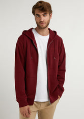 D.franklin Embroidery Logo Zip Hoodie Burgundy