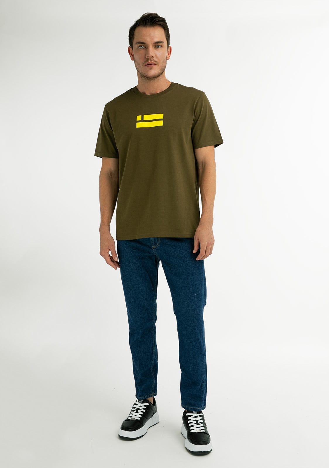 D.franklin Flag T-Shirt Khaki / Lime