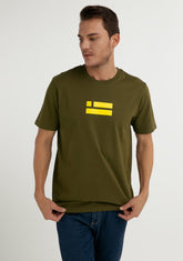 D.franklin Flag T-Shirt Khaki / Lime