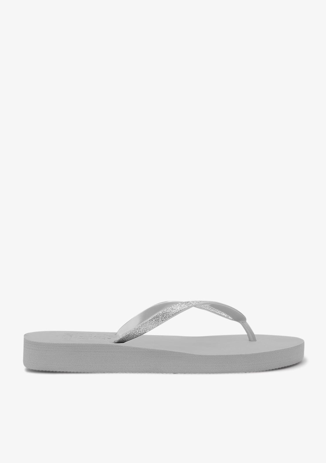 D.franklin Flip Flop Glitter Silver