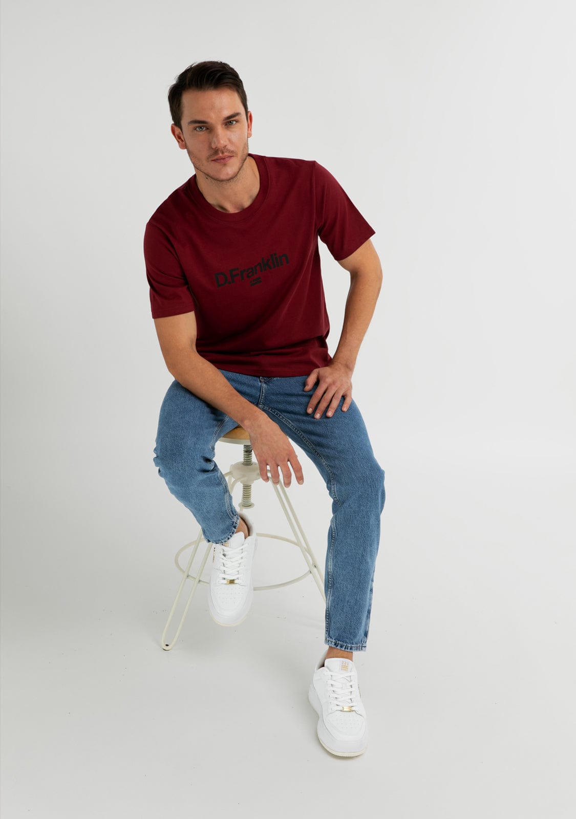 D.franklin Logo Flag T-Shirt Burgundy / Black