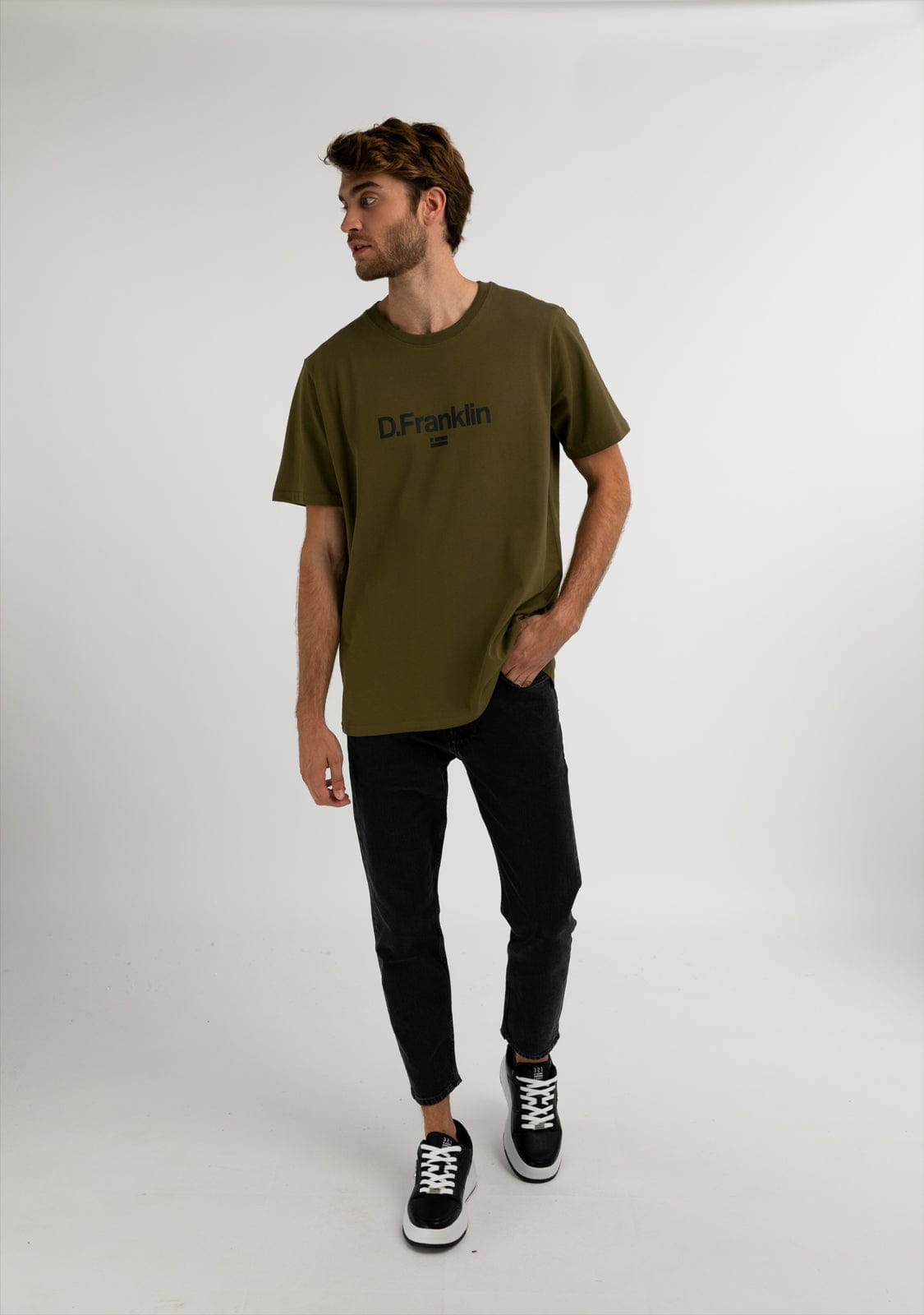 D.franklin Logo Flag T-Shirt Khaki / Black