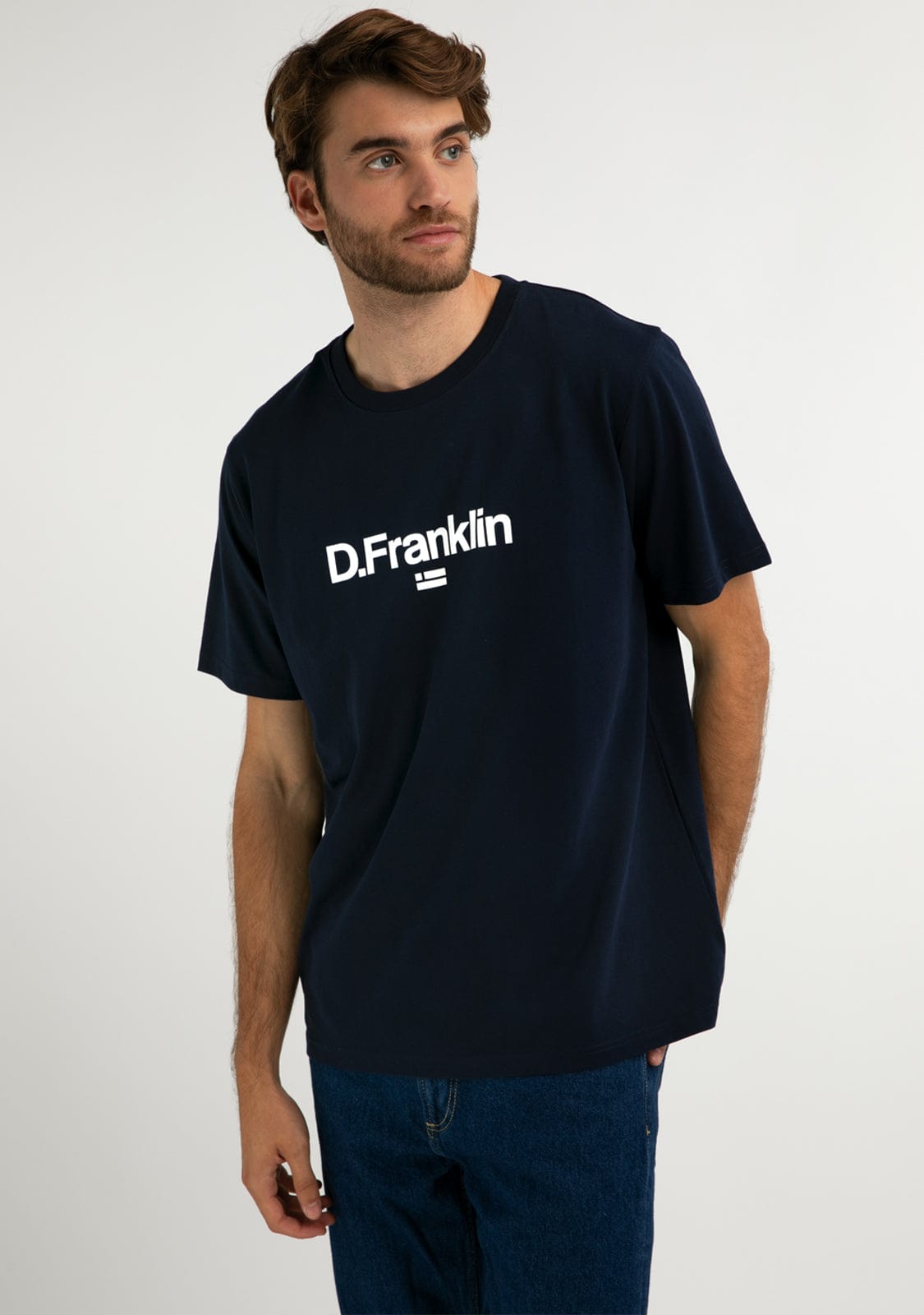 D.franklin Logo Flag T-Shirt Navy / White