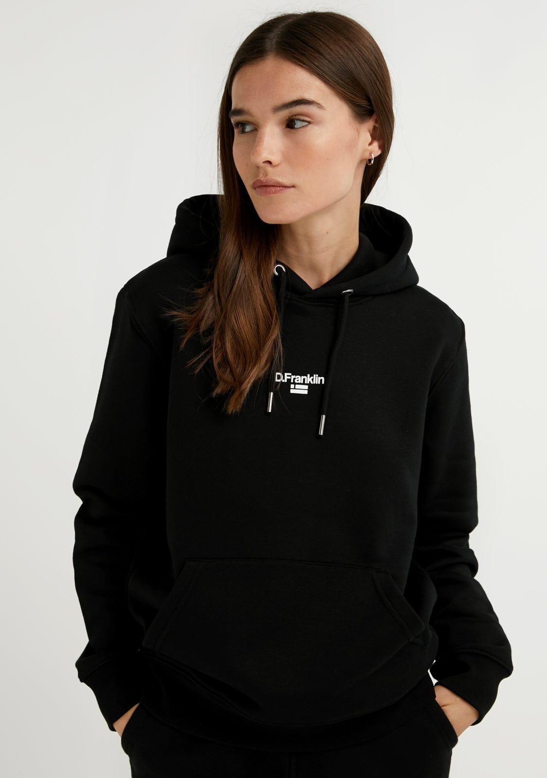 D.franklin Mid Logo Hoodie Black / White