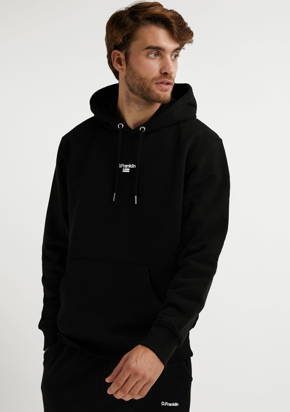 D.franklin Mid Logo Hoodie Black / White
