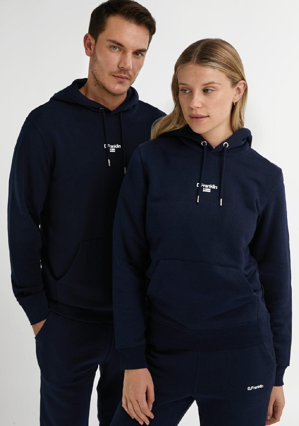 D.franklin Mid Logo Hoodie Navy / White