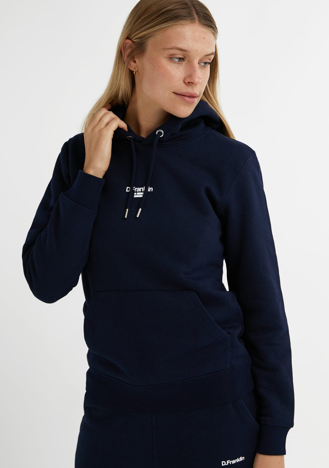 D.franklin Mid Logo Hoodie Navy / White