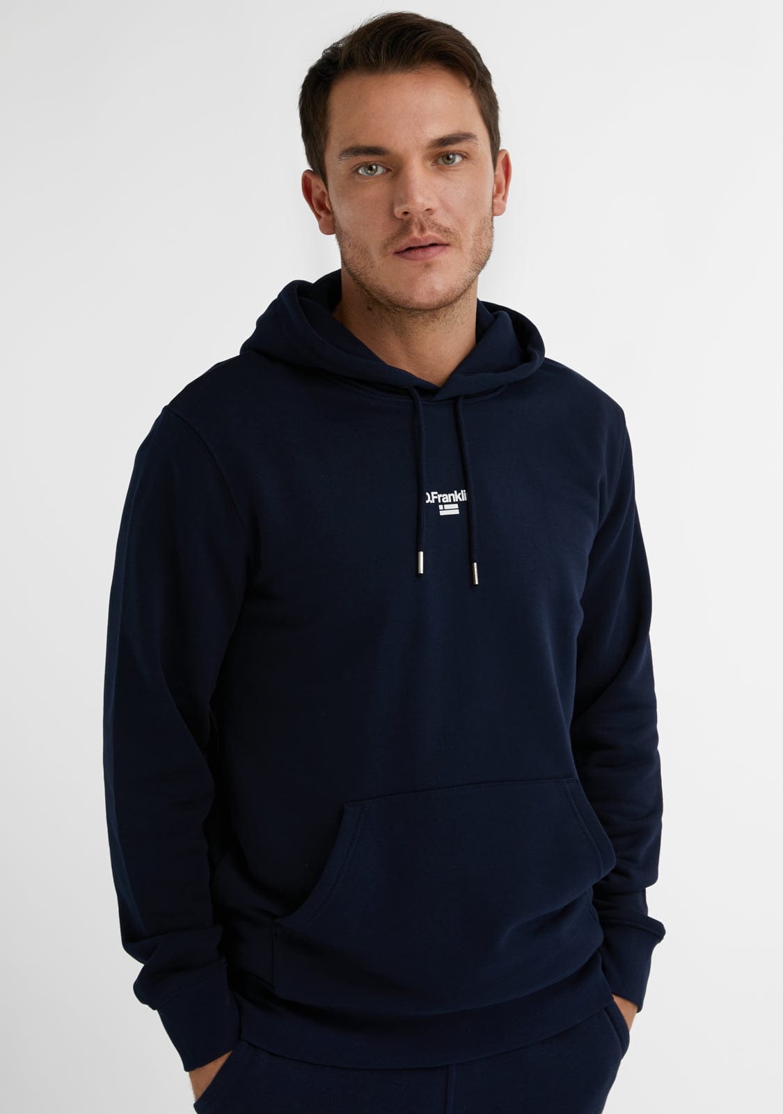 D.franklin Mid Logo Hoodie Navy / White