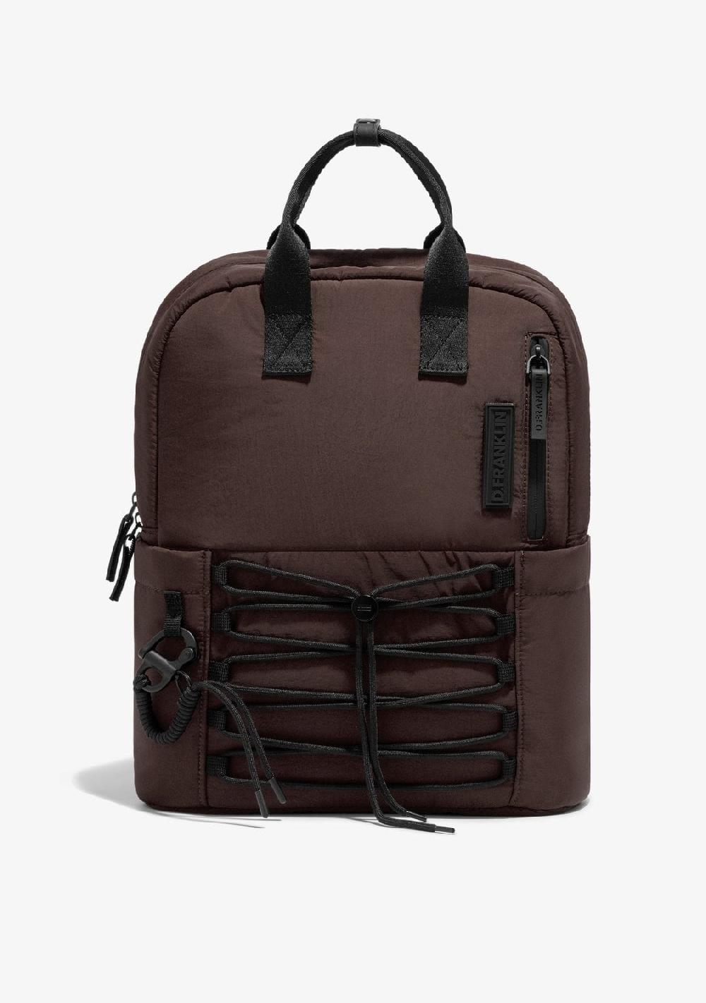 D.franklin Multi-Pocket Nylon Backpack Brown