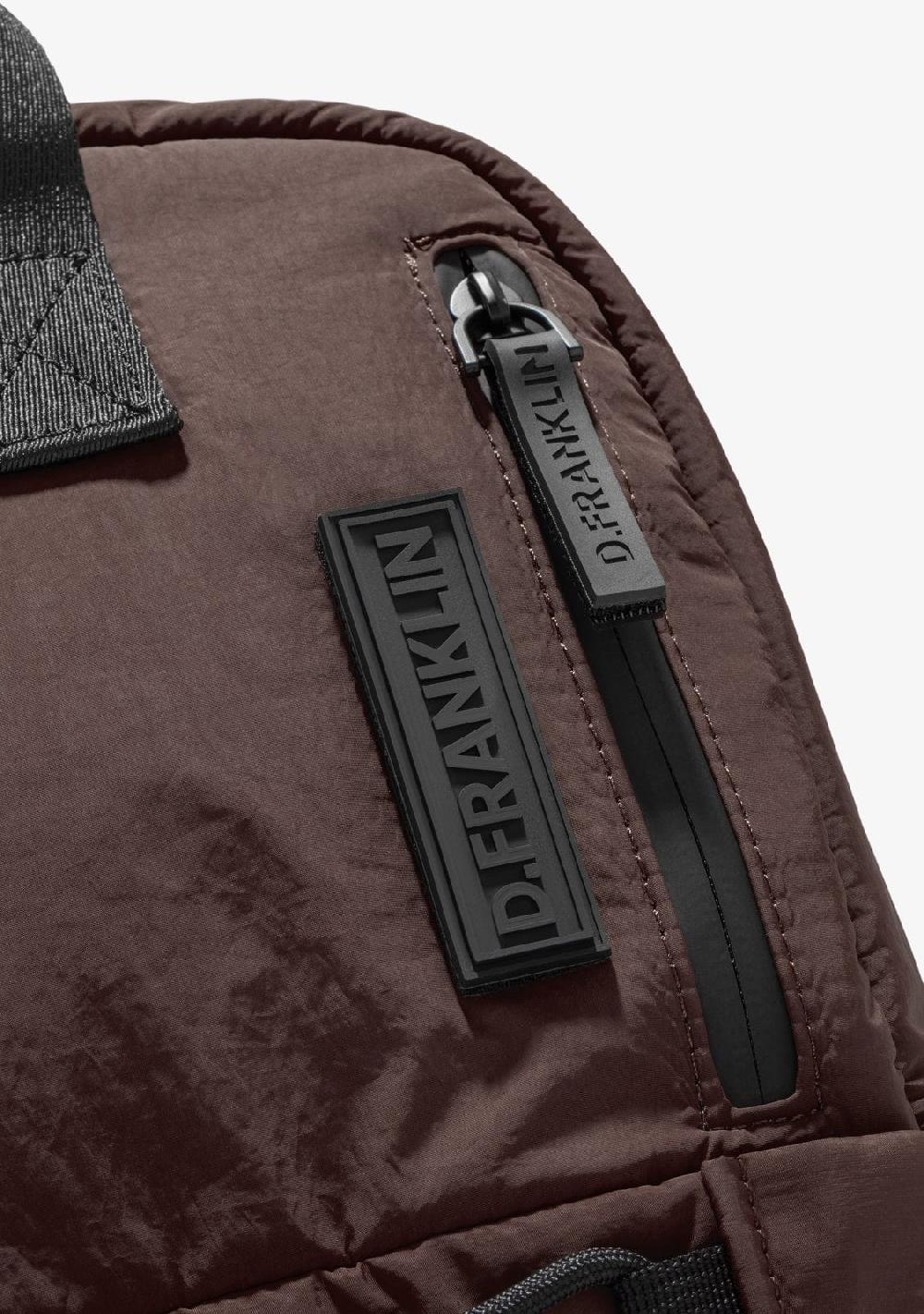 D.franklin Multi-Pocket Nylon Backpack Brown