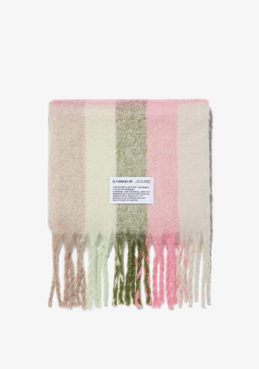 D.franklin Nordic Bomb Plaid Scarf Green/ Coral