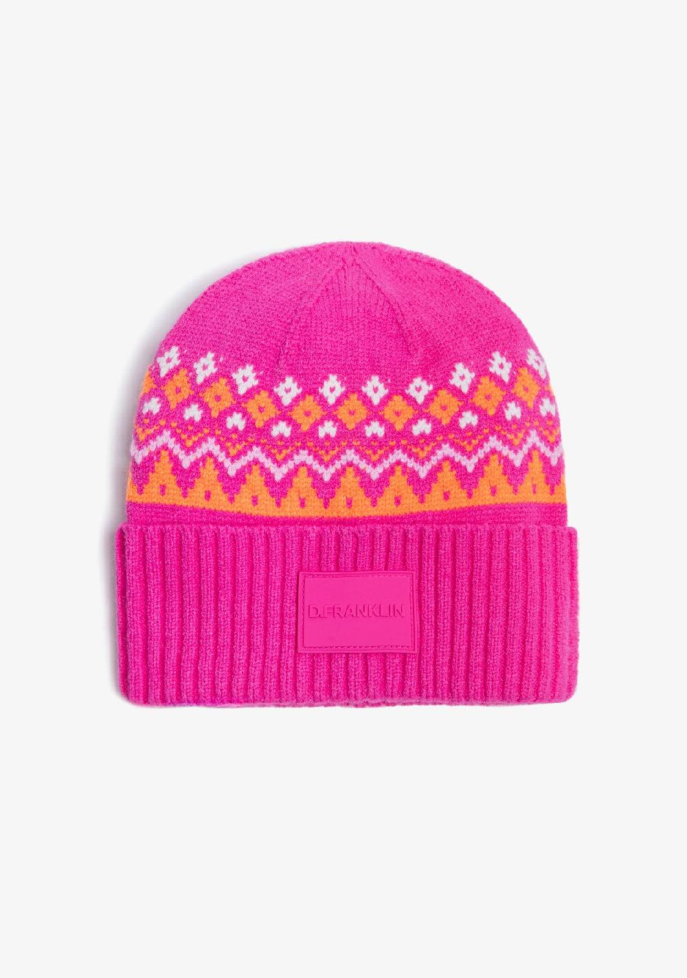 D.franklin Nordic TRK Fair Isle Beanie Fuchsia