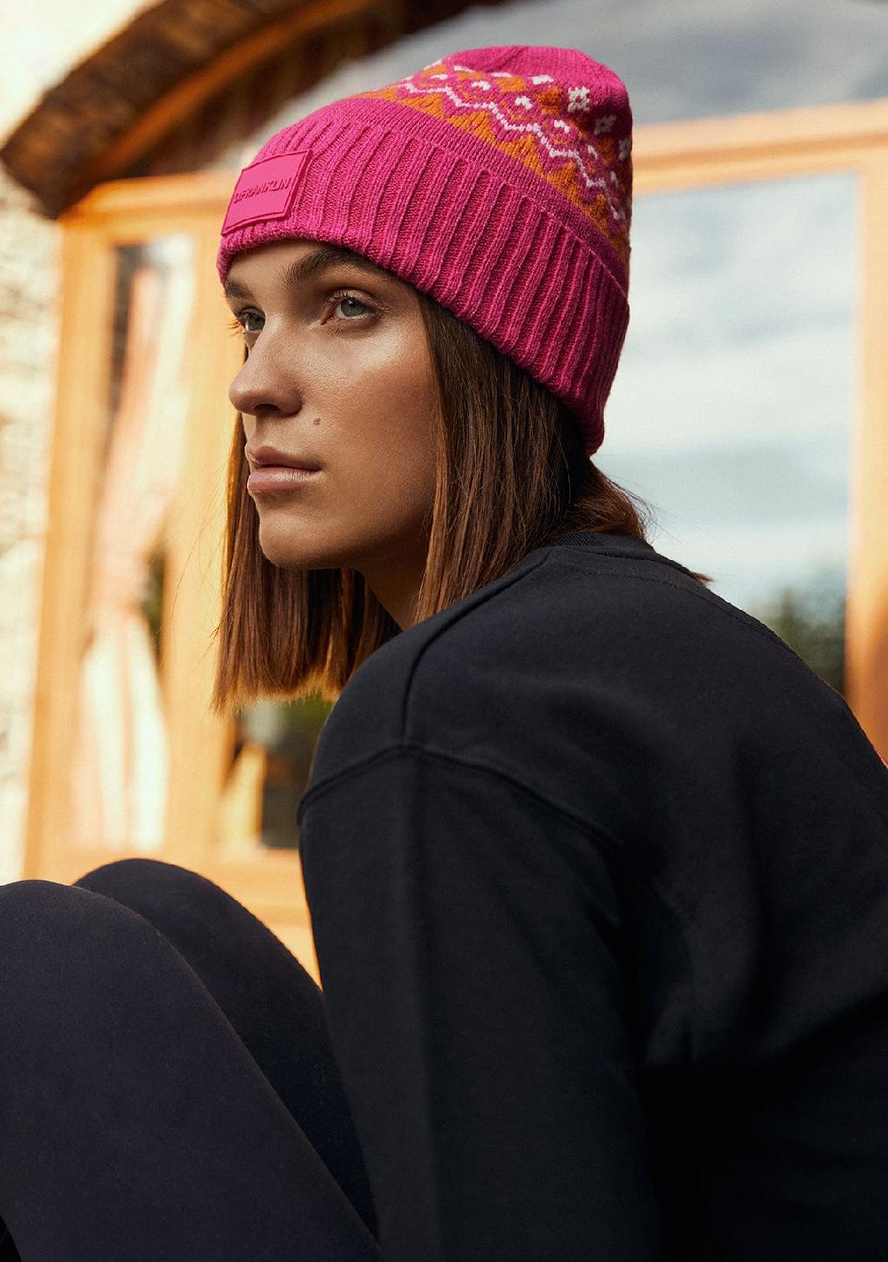 D.franklin Nordic TRK Fair Isle Beanie Fuchsia