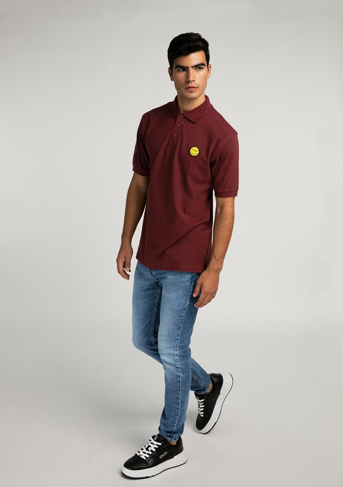 D.franklin Polo Smiley Burgundy