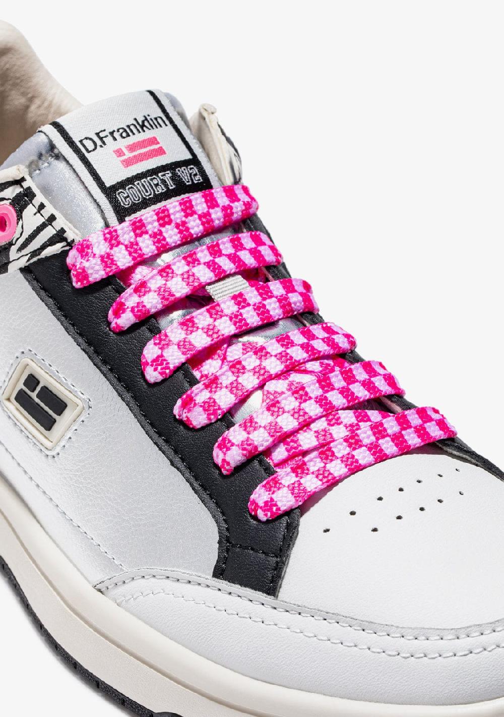 D.franklin Urban Check Shoelaces Pink / White