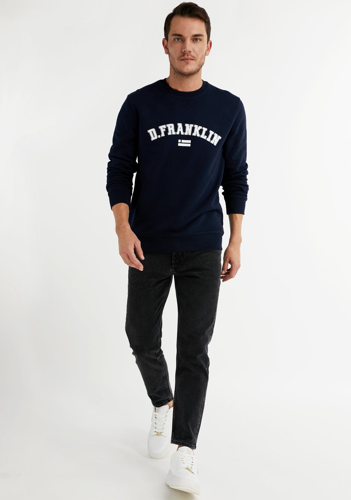 D.franklin Varsity Sweatshirt Navy / White