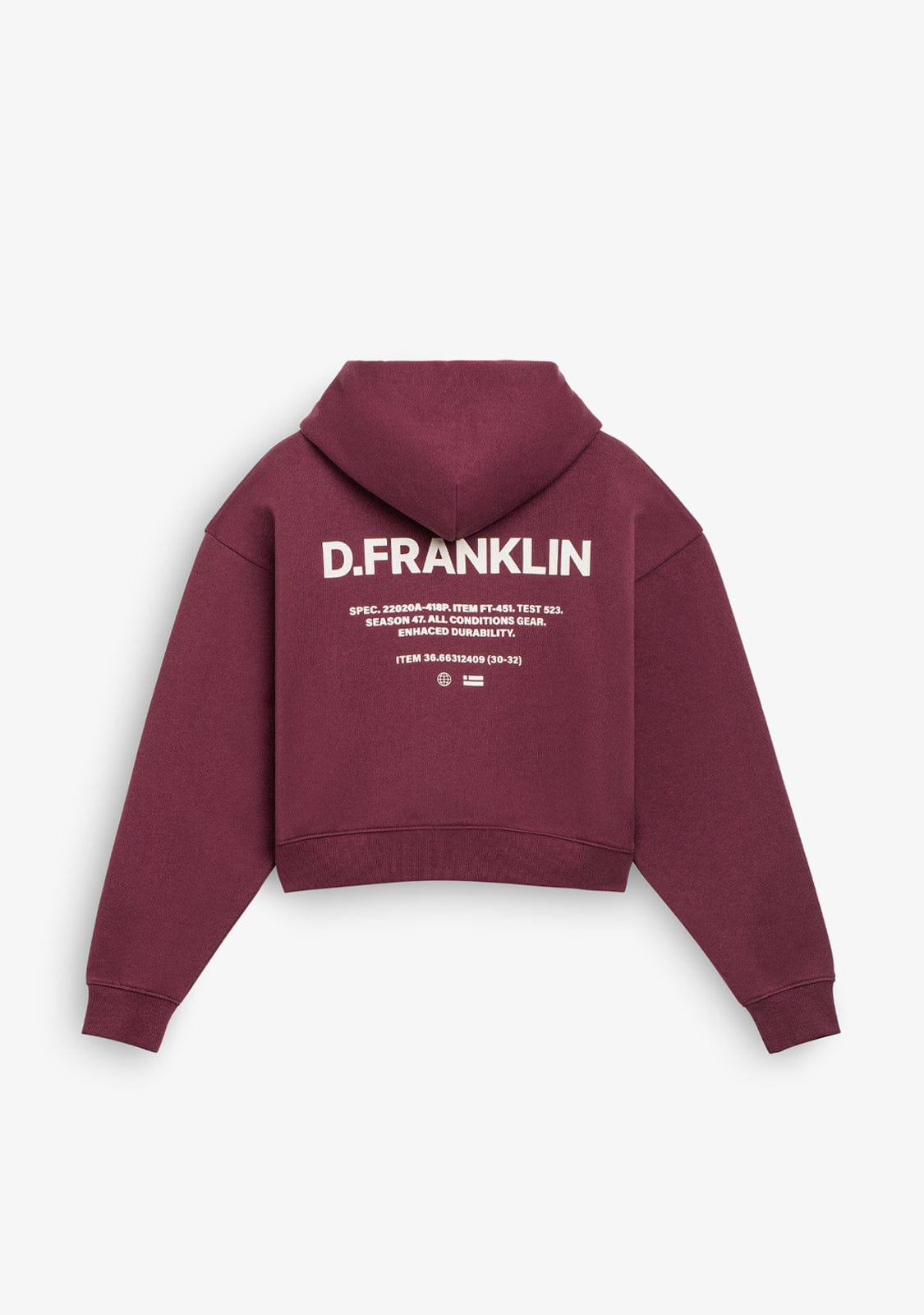 D.franklin Worldwide Crop Hoodie Wine