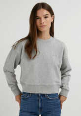 D.franklin Embroidery Logo Cropped Crew Neck Sweatshirt / Grey