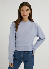 D.franklin Embroidery Logo Cropped Crew Neck Sweatshirt / Serene Blue